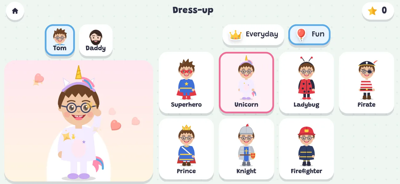 Dress-up with a costume for a boy