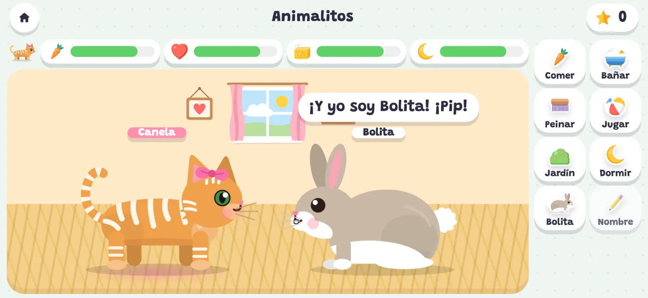 Una gatita y un conejito en Animalitos