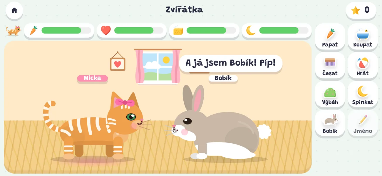 Kočička a králík ve zvířátkách